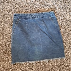 Dark blue denim pencil skirt